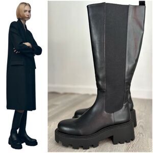 ZARA TREADED KNEE HIGH BOOTS BLACK